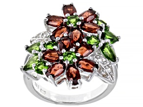 Red Garnet Rhodium Over Sterling Silver Ring .5.41ctw