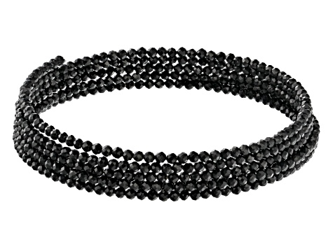 Round Black Spinel Stainless Steel Wrap Bead Bracelet