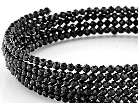 Round Black Spinel Stainless Steel Wrap Bead Bracelet