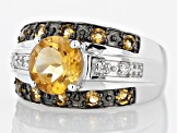 Yellow Citrine Rhodium Over Sterling Silver Ring 1.99ctw