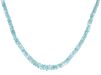 Picture of Blue Santa Maria Aquamarine Rhodium Over Sterling Silver Graduated Beaded Necklace
