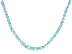 Blue Santa Maria Color Aquamarine Rhodium Over Sterling Silver Graduated Beaded Necklace