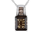 Brown Smoky Quartz Rhodium Over Silver Pendant with Chain 6.33ctw