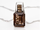 Brown Smoky Quartz Rhodium Over Silver Pendant with Chain 6.33ctw