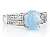 Blue Aquamarine With Rhodium Over Sterling Silver Ring 0.42ctw