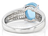Blue Aquamarine With Rhodium Over Sterling Silver Ring 0.42ctw
