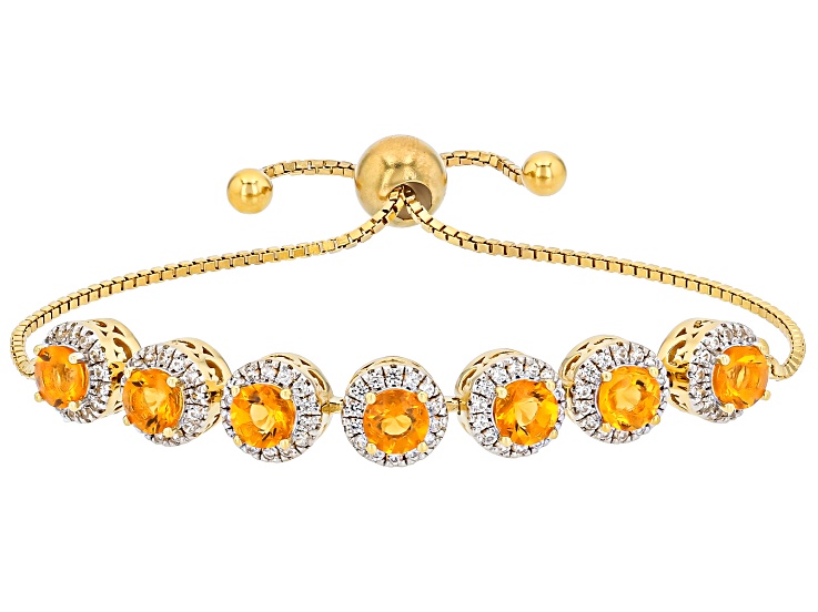 Orange Mexican Fire Opal 18k Yellow Gold Over Sterling Silver Bolo