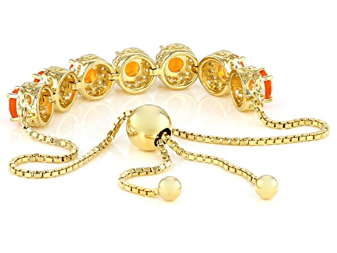 Orange Mexican Fire Opal 18k Yellow Gold Over Sterling Silver Bolo