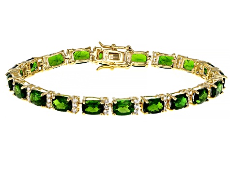 Green Chrome Diopside 18k Yellow Gold Over Sterling Silver Bracelet 17.88ctw