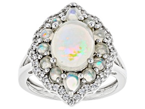 White Ethiopian Opal Rhodium Over Sterling Silver Ring 2.81ctw