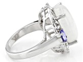 White Rainbow Moonstone Rhodium Over Sterling Silver Ring 0.68ctw