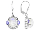 White Rainbow Moonstone Rhodium Over Sterling Silver Earrings 0.72ctw