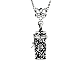 White Zircon Sterling Silver Prayer Box Necklace 2.22ctw