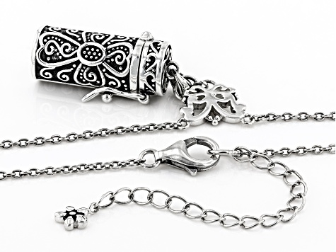 White Zircon Sterling Silver Prayer Box Necklace 2.22ctw