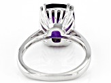 Purple African Amethyst Rhodium Over Sterling Silver Solitaire ring 4.05ctw