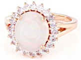 Multi-Color Ethiopian Opal 18k Rose Gold Over Sterling Silver Halo Ring 2.89ctw