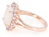 Multi-Color Ethiopian Opal 18k Rose Gold Over Sterling Silver Halo Ring 2.89ctw