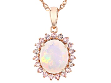 Picture of Multi-Color Ethiopian Opal 18k Rose Gold Over Sterling Silver Pendant With Chain 2.72ctw