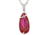 Red Lab Created Ruby Rhodium Over Silver Solitaire Pendant With Chain 6.80ct