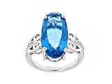 Blue Color Change Flourite And Lab Created White Sapphire Rhodium Over Sterling Silver Ring 8.49ctw