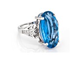 Blue Color Change Flourite And Lab Created White Sapphire Rhodium Over Sterling Silver Ring 8.49ctw