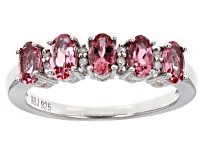 Pink Tourmaline Rhodium Over Sterling Silver Ring 0.98ctw