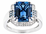 London Blue Topaz Rhodium Over Sterling Silver Ring 6.62ctw