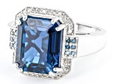 London Blue Topaz Rhodium Over Sterling Silver Ring 6.62ctw