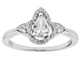 White Zircon Rhodium Over Sterling Silver Ring 0.57ctw