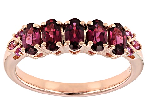 Magenta Rhodolite 18K Rose Gold Over Sterling Silver Ring 1.23ctw