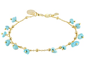 Blue Free-Form Sleeping Beauty Turquoise 18k Yellow Gold Over Sterling Silver Bracelet