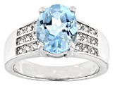 Sky Blue Topaz Rhodium Over Sterling Silver Ring 3.02ctw