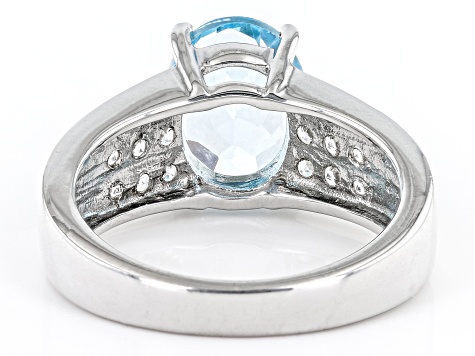 Sky Blue Topaz Rhodium Over Sterling Silver Ring 3.02ctw
