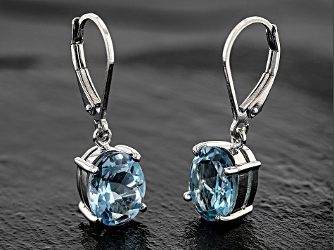 Sky Blue Topaz Rhodium Over Sterling Silver Dangle Earrings 5.60ctw