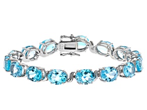 Sky Blue Topaz Rhodium Over Sterling Silver Bracelet 44.80ctw