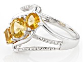 Round Citrine Rhodium Over Sterling Silver Ring 1.66ctw