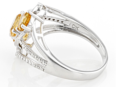 Round Citrine Rhodium Over Sterling Silver Ring 1.66ctw