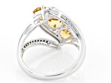Round Citrine Rhodium Over Sterling Silver Ring 1.66ctw