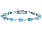 Cabochon Turquoise Rhodium Over Sterling Silver Bracelet 7x5mm