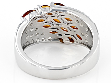 Orange Madeira Citrine Rhodium Over Sterling Silver Ring 1.64ctw