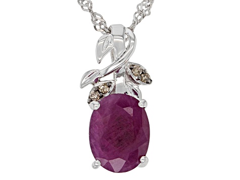 Red Indian Ruby Rhodium Over Sterling Silver Pendant With Chain 2.35ctw