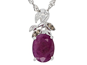 Red Indian Ruby Rhodium Over Sterling Silver Pendant With Chain 2.35ctw