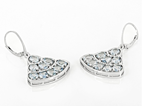 Blue Aquamarine Rhodium Over Sterling Silver Earrings 4.69ctw