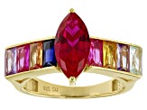 Red Lab Created Ruby 18K Gold Over Sterling Silver Ring 4.34ctw
