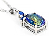 Blue Petalite Rhodium Over Silver Pendant With Chain 3.85ctw