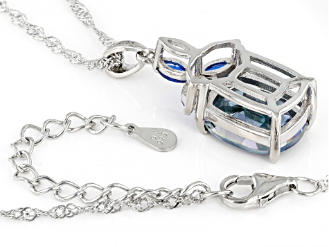 Blue Petalite Rhodium Over Silver Pendant With Chain 3.85ctw