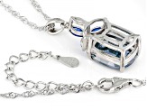 Blue Petalite Rhodium Over Silver Pendant With Chain 3.85ctw