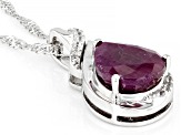 Red Indian Ruby Rhodium Over Sterling Silver Pendant With Chain 3.64ctw