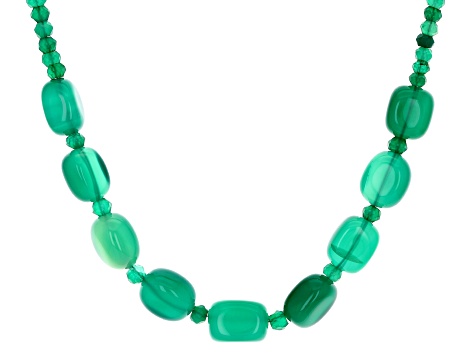 Green Onyx Rhodium Over Sterling Silver Necklace