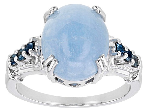 Blue Dreamy Aquamarine Rhodium Over Sterling Silver Ring 0.22ctw ...